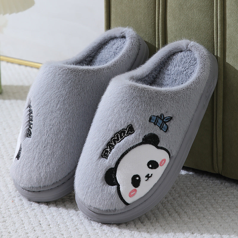Cute Cartoon Panda Winter Slippers – Cozy Unisex Indoor Footwear for Couples