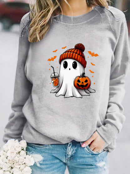 Women’s Snowman Ghost Crewneck Sweater – Holiday Graphic Pullover