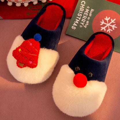 Winter Plush Christmas Slippers – Cozy Santa & Tree Indoor Footwear