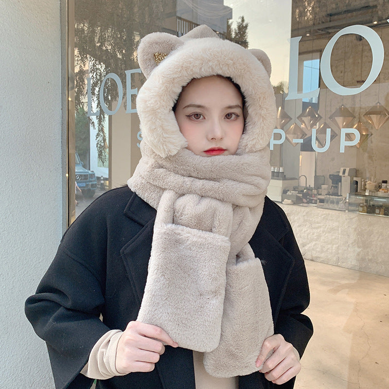 Bear Ear Full Head Protection Winter Hat For Women
