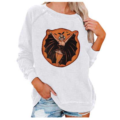 Halloween Graphic Sweatshirt for Women – Loose Casual Printed Pullover Top