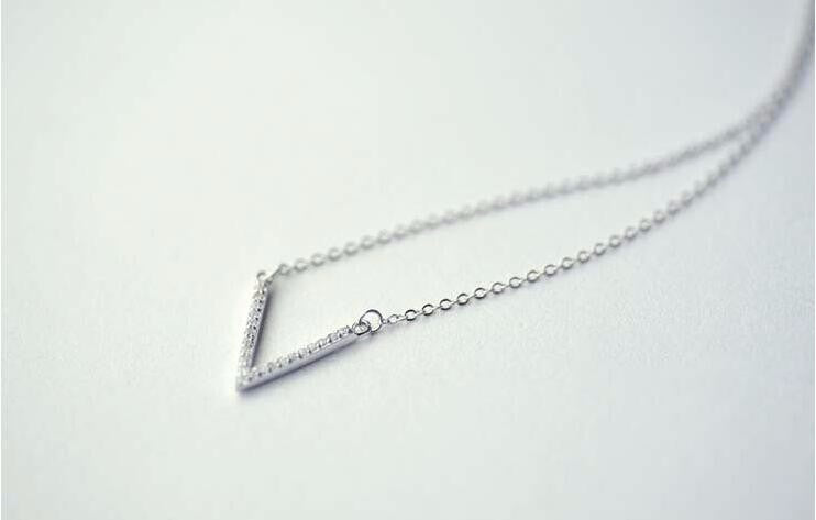 925 Sterling Silver Letter Shiny Zircon Necklace