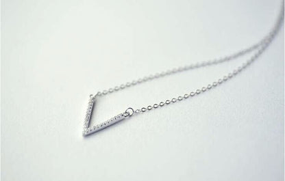 925 Sterling Silver Letter Shiny Zircon Necklace