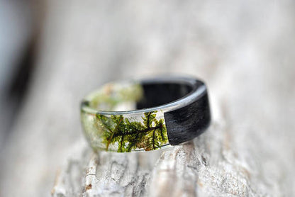 Handmade Resin Wood Ring – Floral Unisex Jewelry, Unique Artisan Statement Rings
