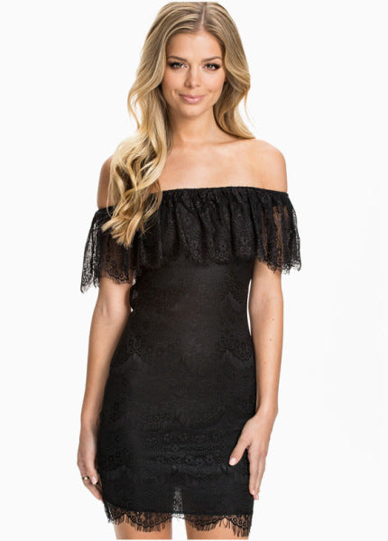 Lace Perspective Strapless Short Sexy Dress