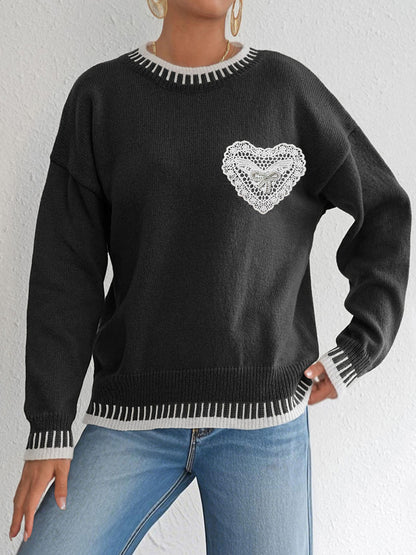 Womens Patchwork Loose Sleeve Sweaters