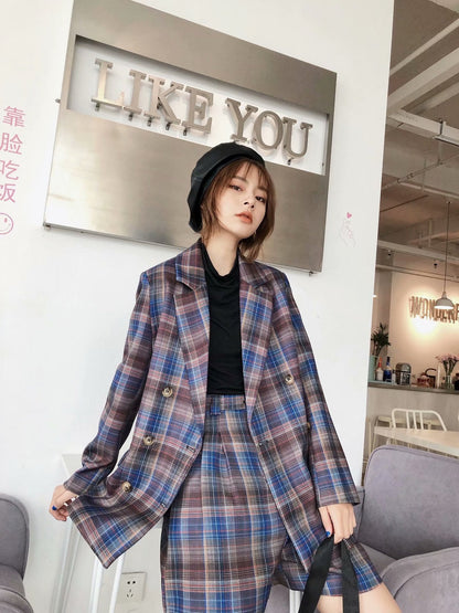 European & American-Style Plaid Blazer Set – Blazer Outfits Casual & Chic Spring Looks
