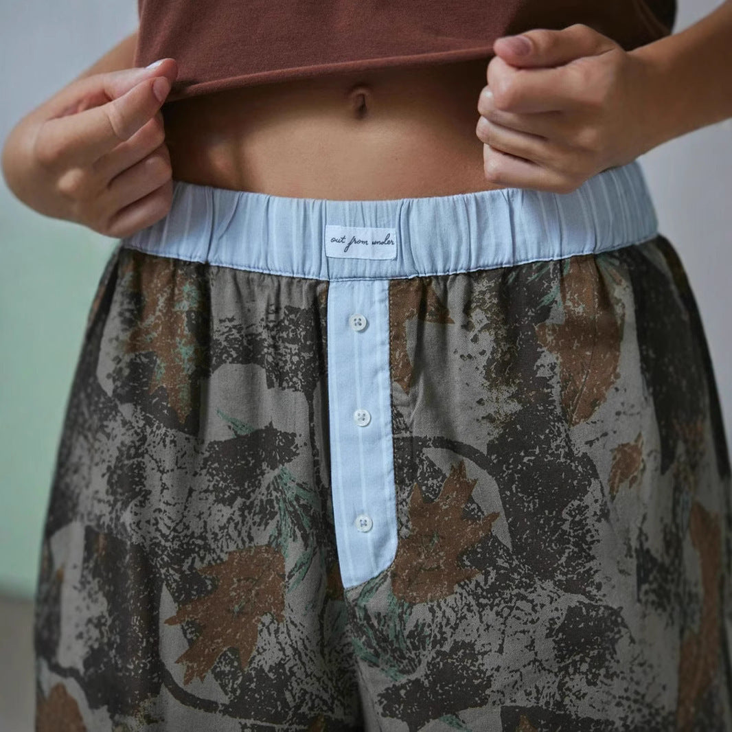 Loose Casual Camouflage Wide-Leg Trousers – Mid-Waist Streetwear Pants