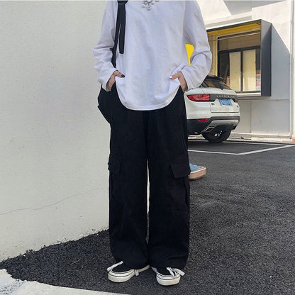 Plus Size High Waist Cargo Pants Stylish Wide Leg Design With Zipper Pockets