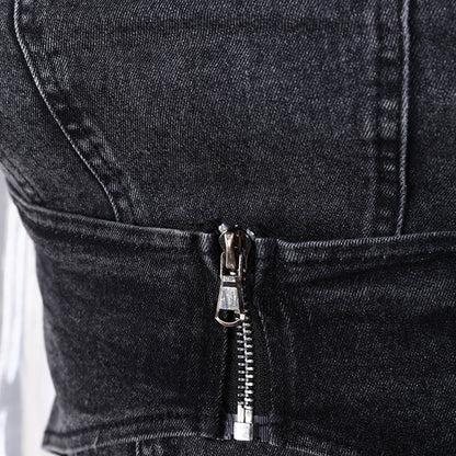 Backless Denim Two-Piece Outfit Set | Edgy Style 2025 Aesthetic