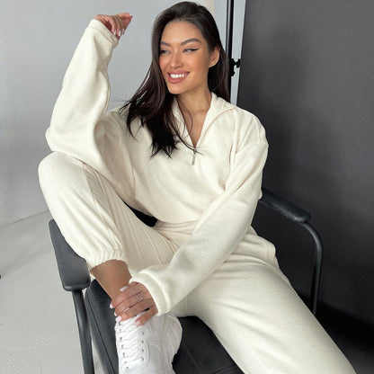 Hooded Casual Sweatshirt & Pants Two-Piece Outfit Set | Cozy Style 2025 Aesthetic