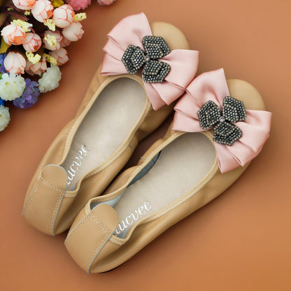 Womens Crystal Ribbon Design Transparent Low Heel Summer Shoes