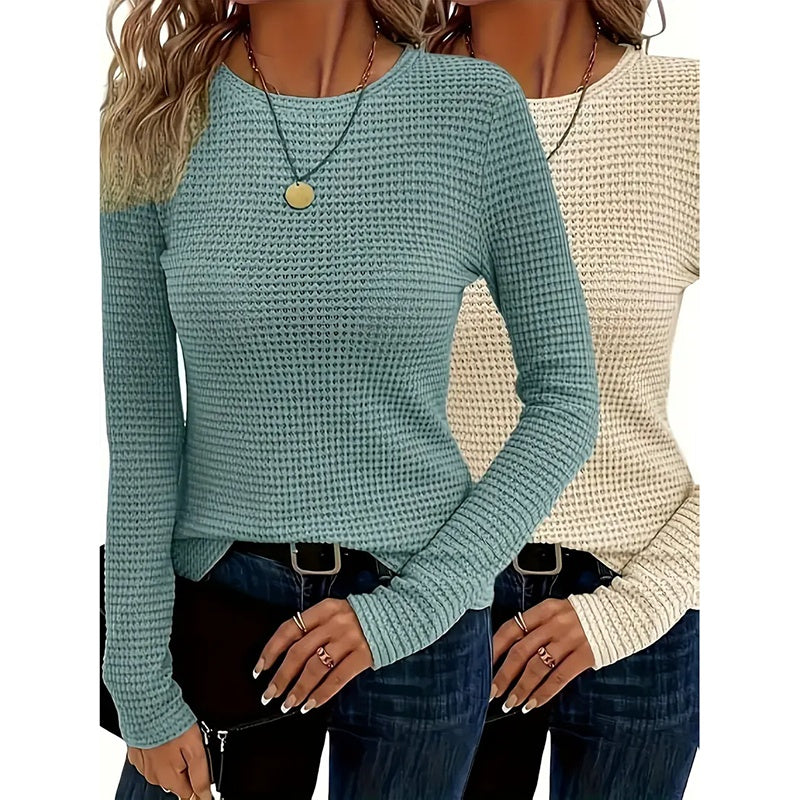Womens Long Flare Sleeve Basic Knit Sweaters