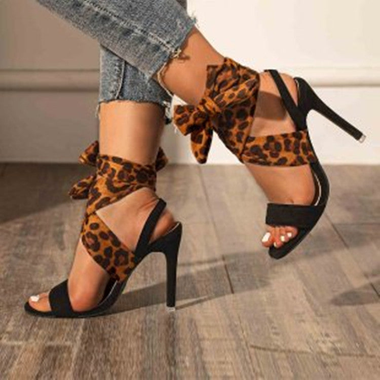 Womens Leopard Design Ankle Strap Summer Shoes