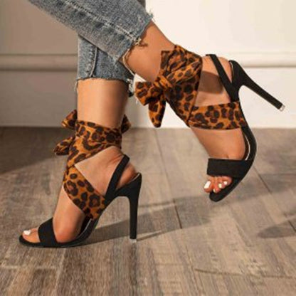 Womens Leopard Design Ankle Strap Summer Shoes
