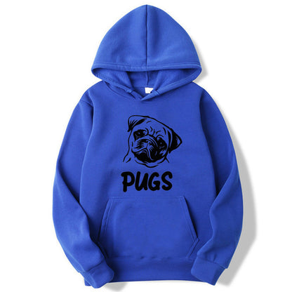 Hip Hop Pug Printed Hoodie – Retro Street Style for Men & Women