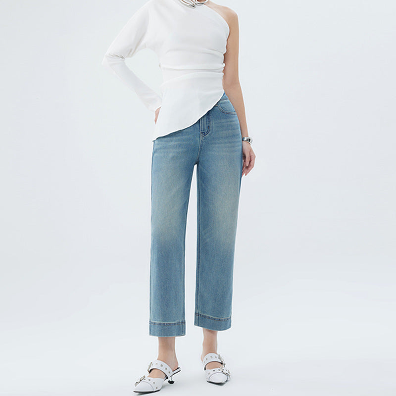 Fashion Personality Light Blue High-Waist Spring Jeans for Women