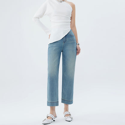 Fashion Personality Light Blue High-Waist Spring Jeans for Women
