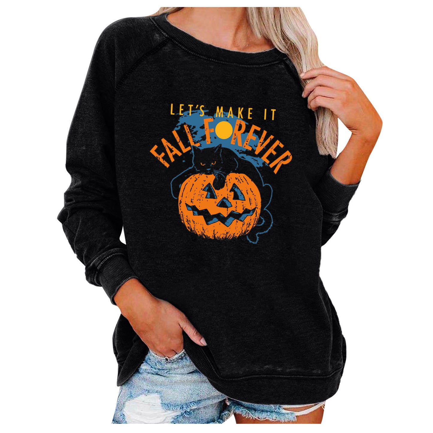 Halloween Graphic Sweatshirt for Women – Loose Casual Printed Pullover Top