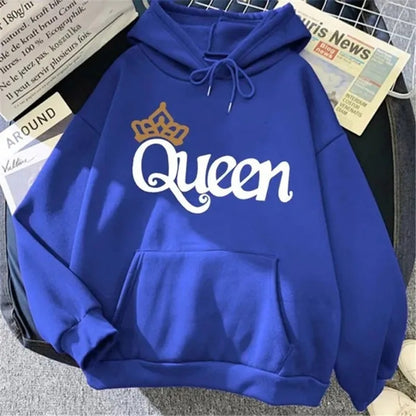 QUEEN Print Fleece Hoodie – Cozy & Stylish Pullover Sweatshirt