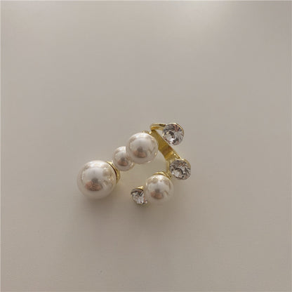 Multi Pearl Ring – Clustered Faux Pearls & Rhinestones, Elegant Statement Jewelry