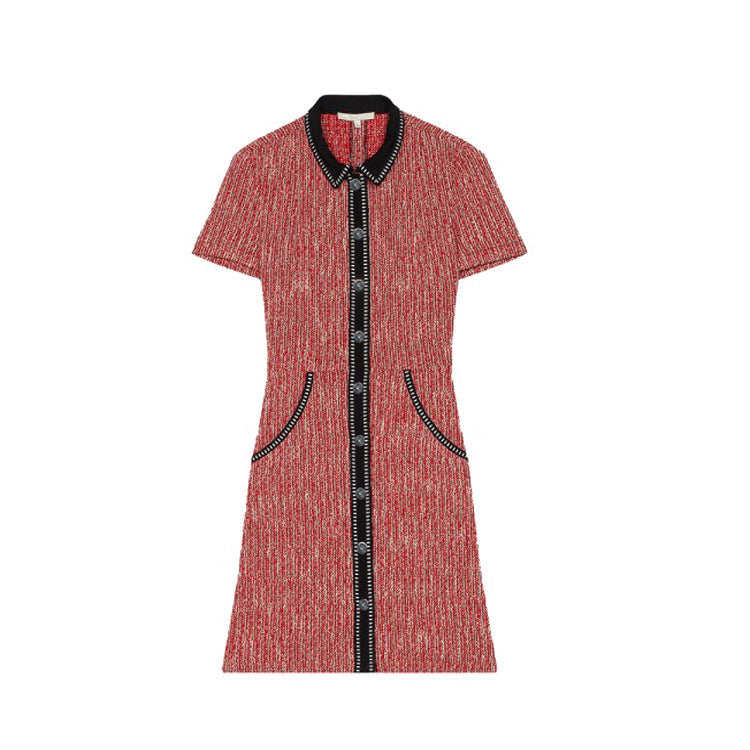 2025 Womens Pink Woolen Short Dress Casual Loose Long Sleeve Round Neck Summer Fashion