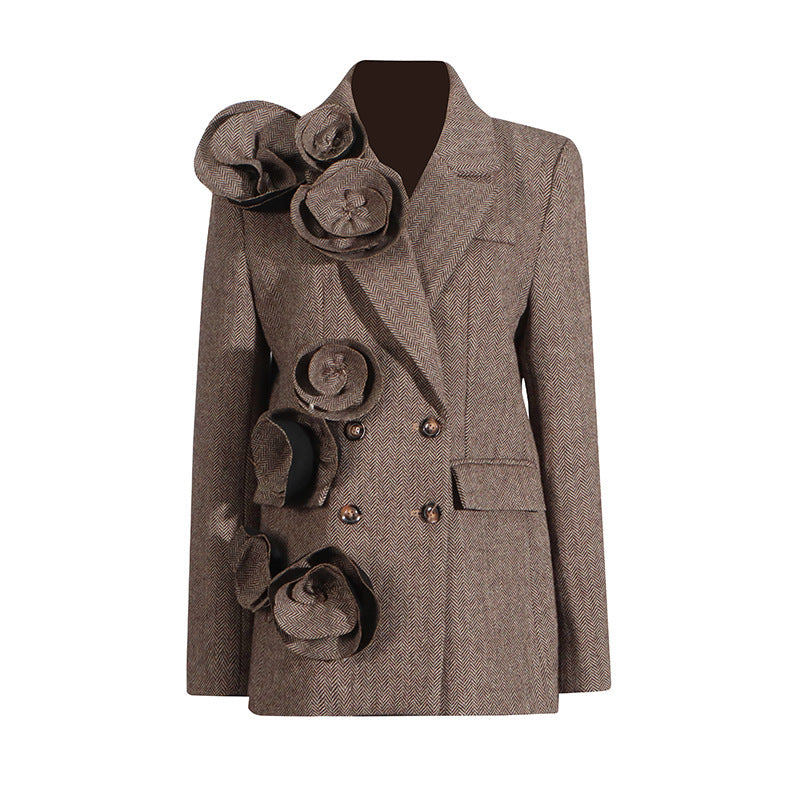 Rose Flower Decoration Autumn Jacket