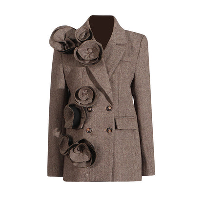 Rose Flower Decoration Autumn Jacket