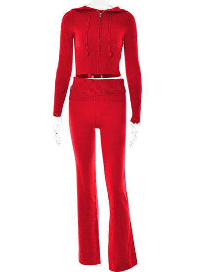 Womens Spring Style Zipper Hooded High Waist Jumpsuits