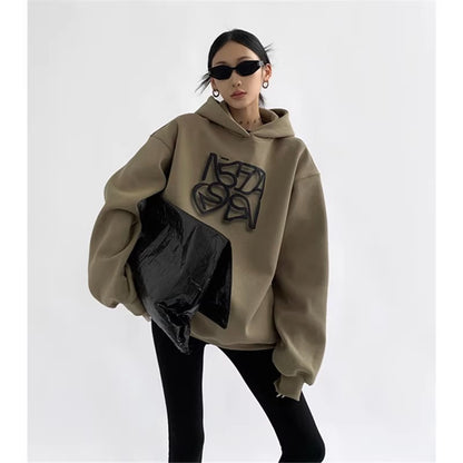 All-American Comfort: Heavy Cotton Hooded Sweater for Women