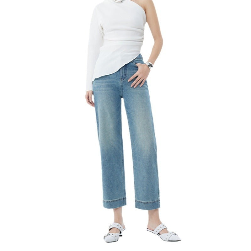 Fashion Personality Light Blue High-Waist Spring Jeans for Women