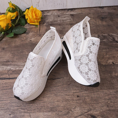 Lace Mesh Flats for Women | Elegant Satin Casual Shoes