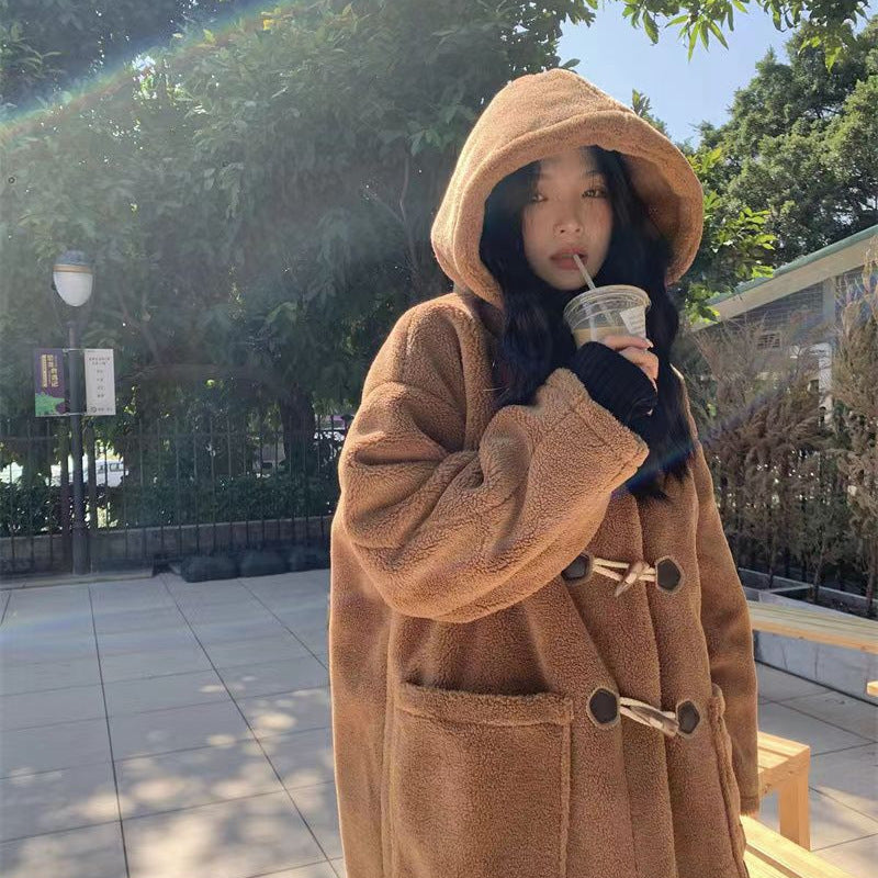 Lambswool O Neck Single Breasted Elegant Coats