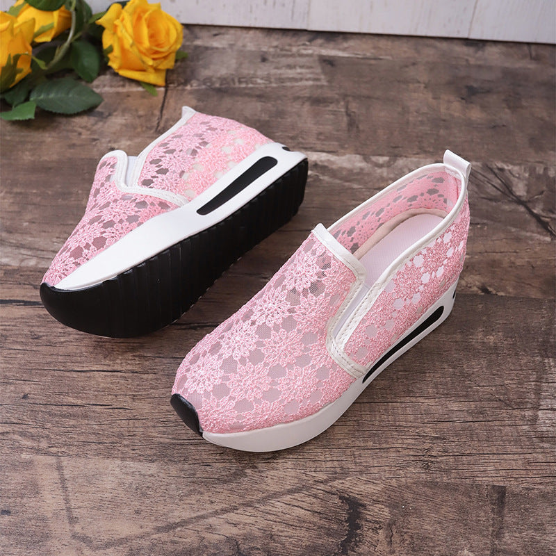 Lace Mesh Flats for Women | Elegant Satin Casual Shoes