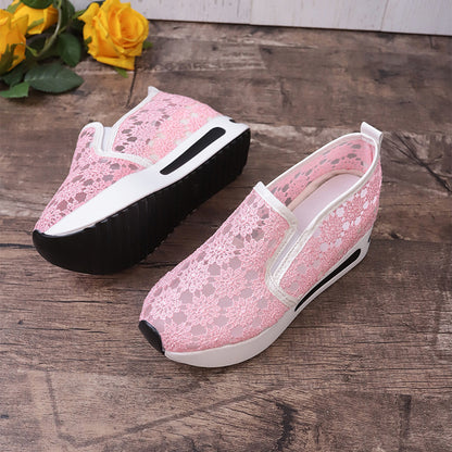 Lace Mesh Flats for Women | Elegant Satin Casual Shoes