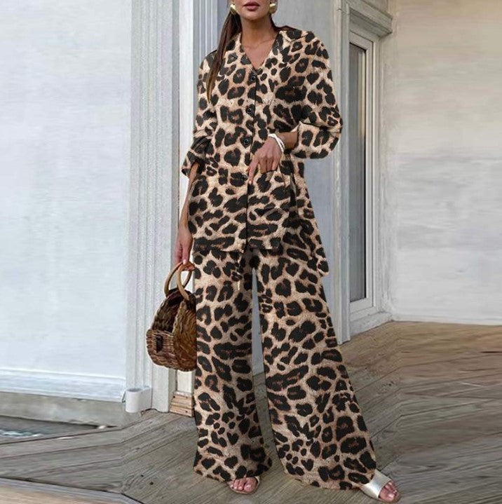 Leopard Print Loose Top & Pants Two-Piece Outfit Set | Bold Style 2025 Aesthetic