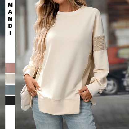 Multicolor Contrast Loose Sweatshirt – Street Style Pullover for Everyday Comfort