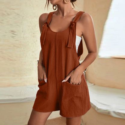 Suspender-Style Loose-Fit Romper for Women – Comfortable Summer One-Piece Outfit