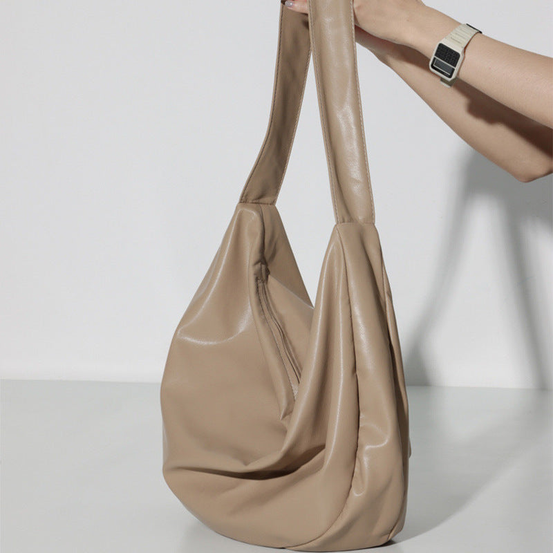 Large Capacity Soft Leather Tote Bag Minimal Chic Shoulder Crossbody