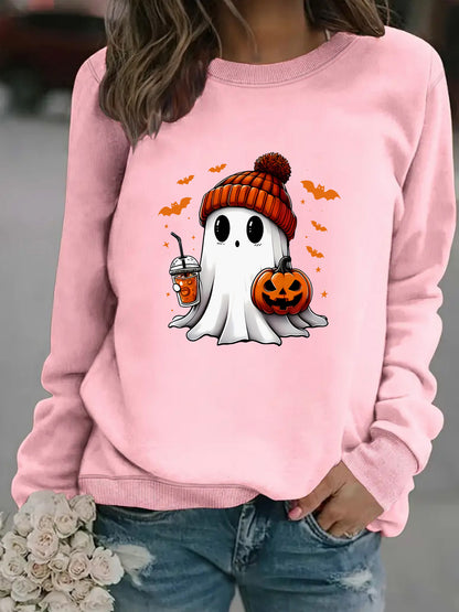 Women’s Snowman Ghost Crewneck Sweater – Holiday Graphic Pullover
