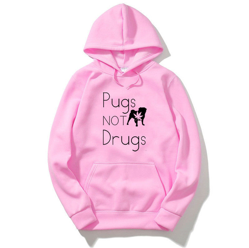 Pugs Not Drugs Printed Graphic Hoodies