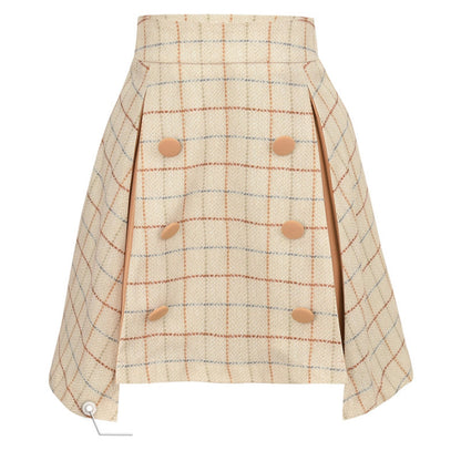 Plaid Woolen High Waist Skirt