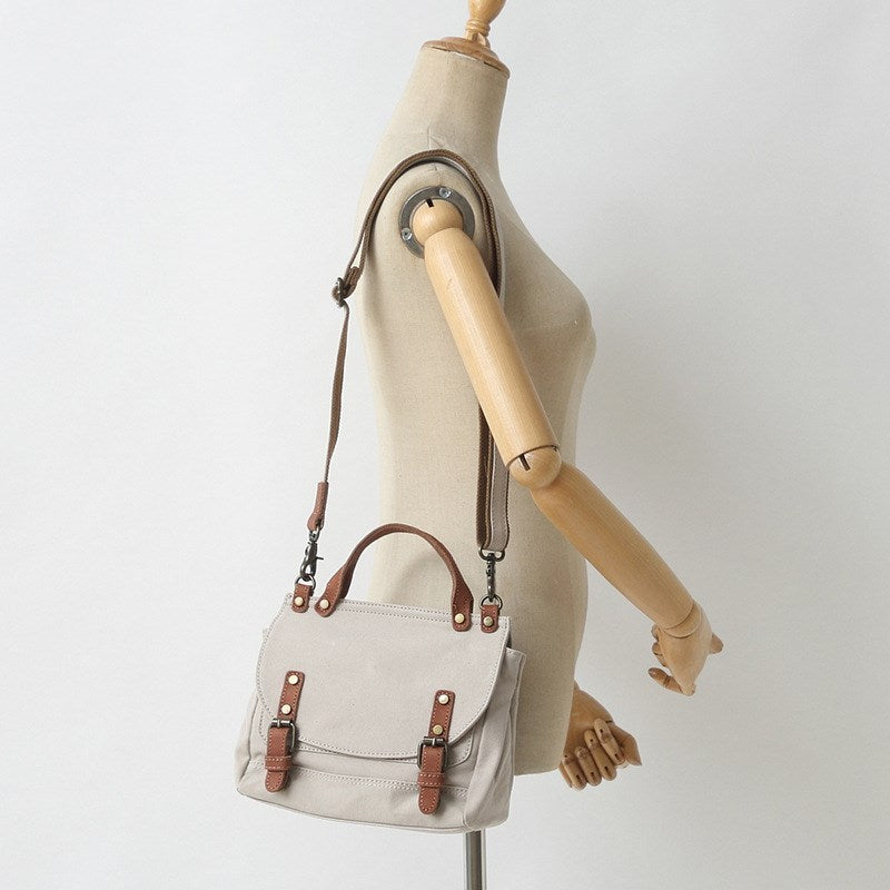 Vintage British Canvas Handbag Classic Structured Tote