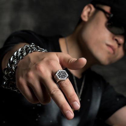 Mysterious Angel Of Life Seal Adjustable Rings For Men