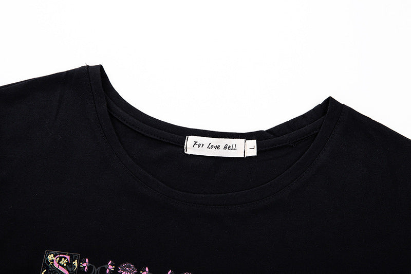 Women’s Retro Print T-Shirt – Vintage Graphic Casual Polyester Tee