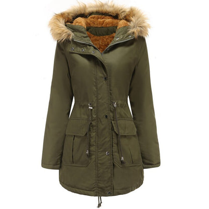 Womens Stand Collar Fur Hooded Soft Long Winter Coats
