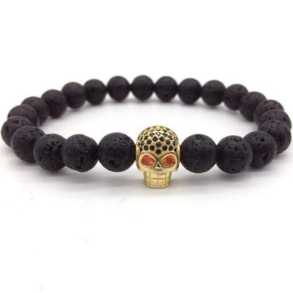 Unisex Skull Charm Bracelet – Copper Beaded Bracelet for Edgy & Everyday Wear