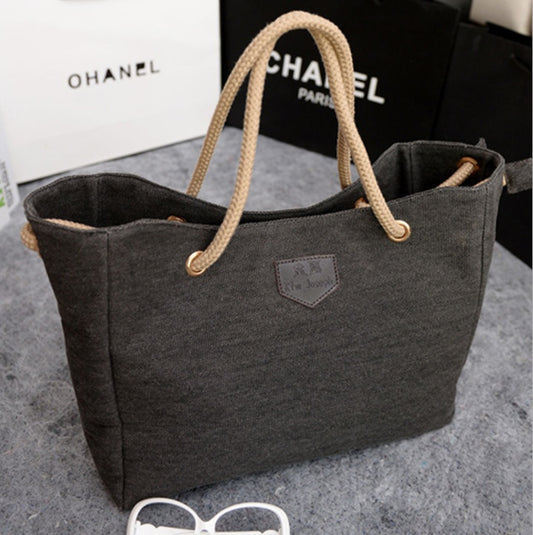 Korean-Inspired Canvas Shoulder Tote Minimalist Everyday Bag