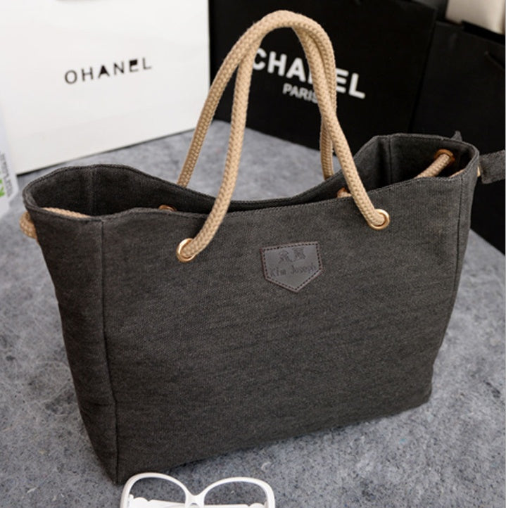 Korean-Inspired Canvas Shoulder Tote Minimalist Everyday Bag