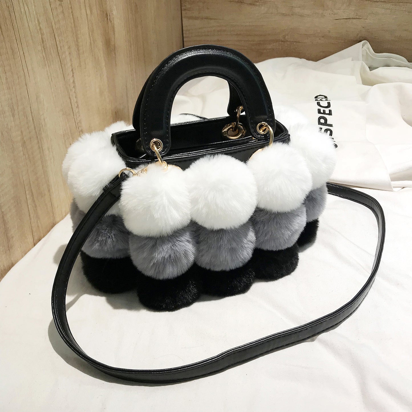 Korean-Style Plush Shoulder Bag Medium Messenger Winter